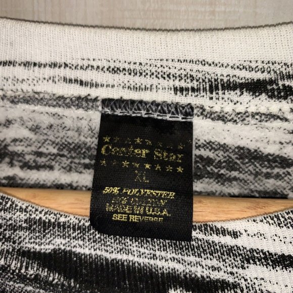 Vintage 1990s Black White Wrap Graphic Hockey Sweatshirt Mens XL Center Star USA - Picture 2 of 11